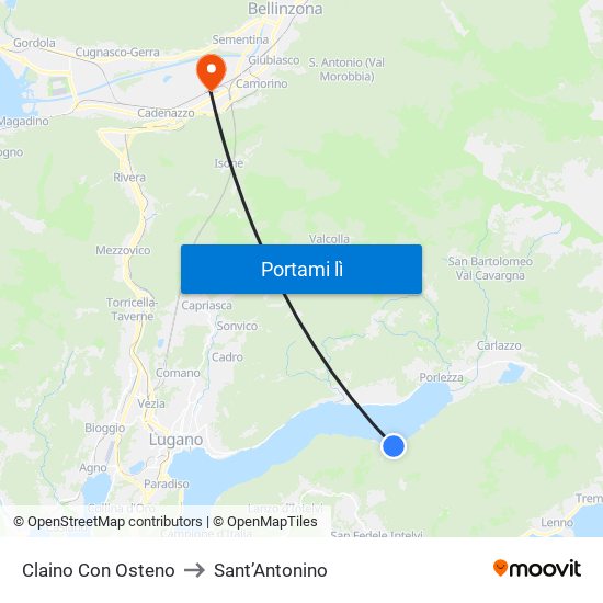 Claino Con Osteno to Sant’Antonino map
