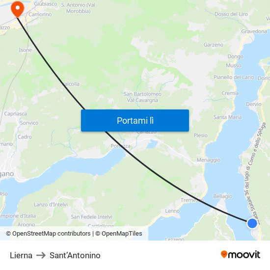 Lierna to Sant’Antonino map