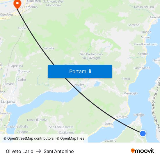 Oliveto Lario to Sant’Antonino map