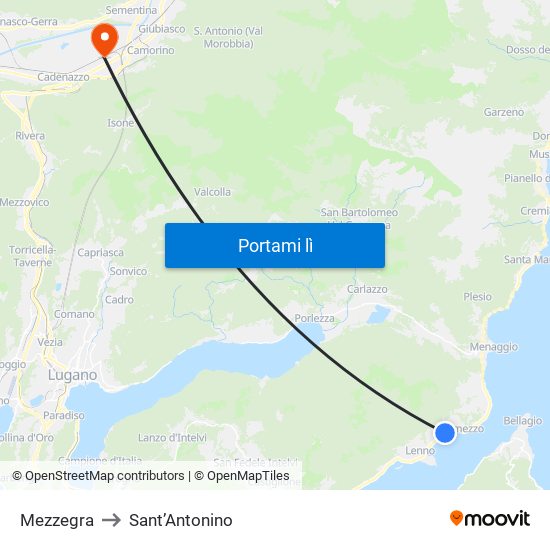Mezzegra to Sant’Antonino map