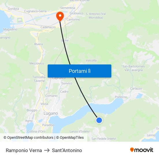 Ramponio Verna to Sant’Antonino map