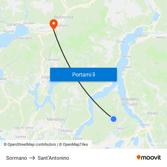 Sormano to Sant’Antonino map