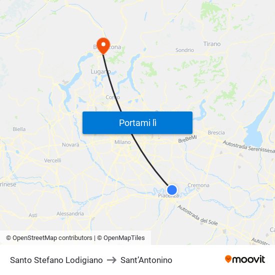 Santo Stefano Lodigiano to Sant’Antonino map