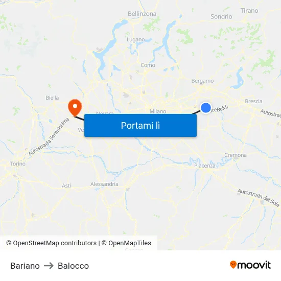 Bariano to Balocco map
