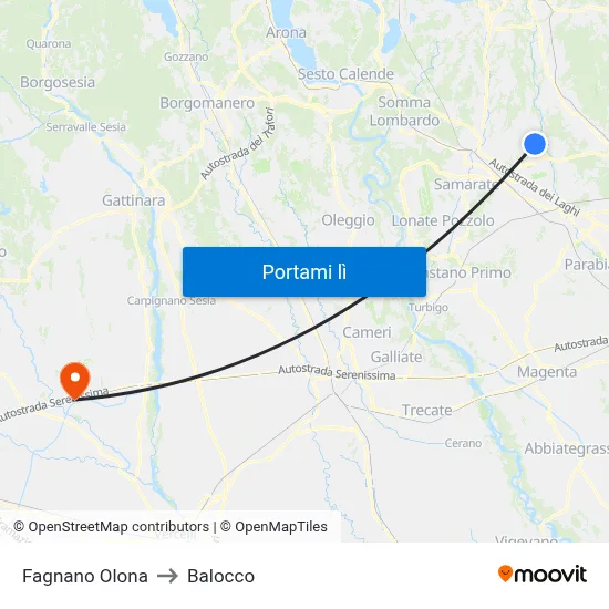 Fagnano Olona to Balocco map