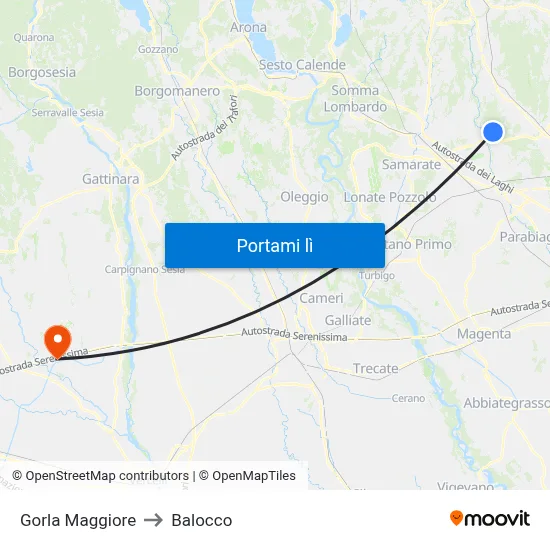 Gorla Maggiore to Balocco map