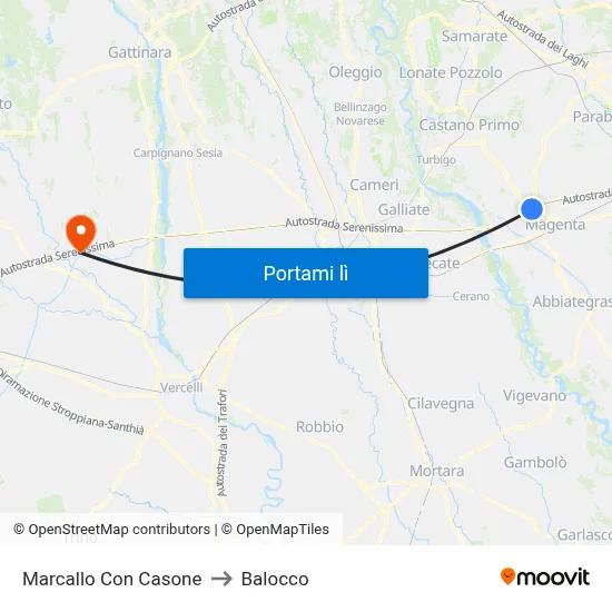 Marcallo Con Casone to Balocco map