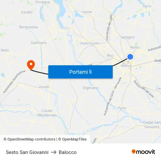 Sesto San Giovanni to Balocco map