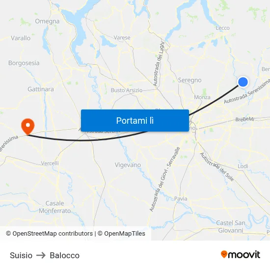 Suisio to Balocco map