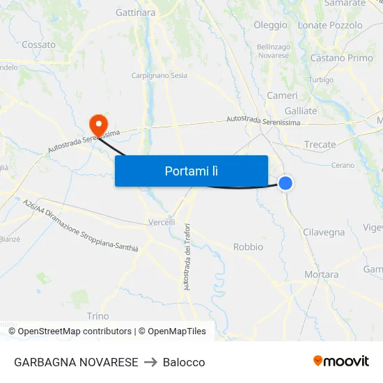 GARBAGNA NOVARESE to Balocco map