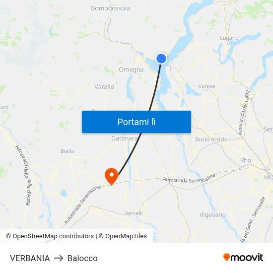 VERBANIA to Balocco map