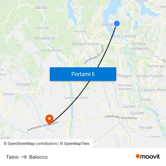 Taino to Balocco map
