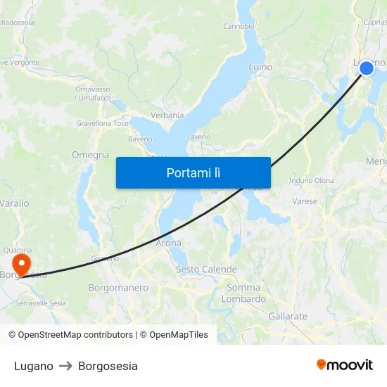Lugano to Borgosesia map
