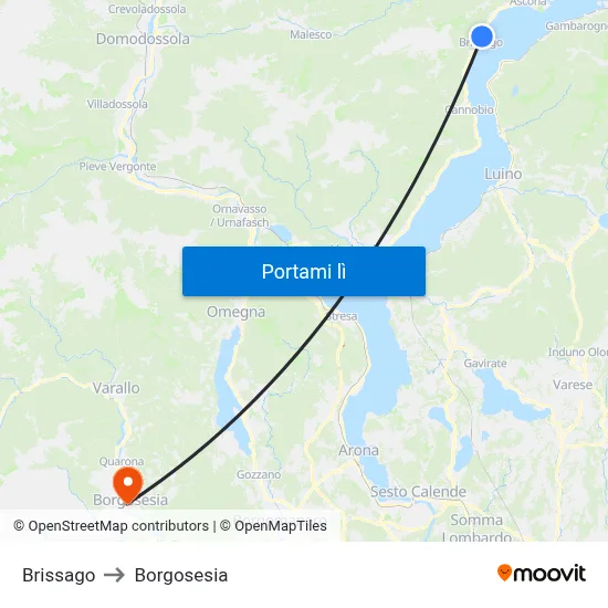 Brissago to Borgosesia map