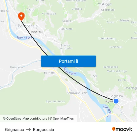 Grignasco to Borgosesia map