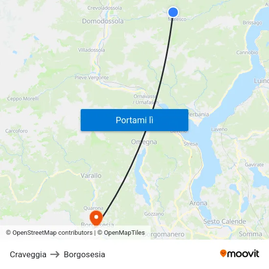 Craveggia to Borgosesia map