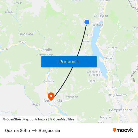 Quarna Sotto to Borgosesia map