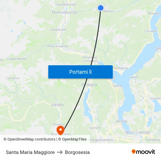 Santa Maria Maggiore to Borgosesia map