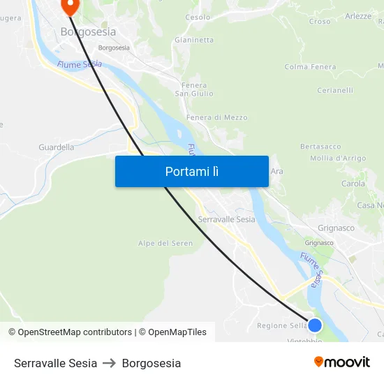 Serravalle Sesia to Borgosesia map