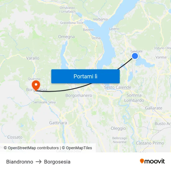 Biandronno to Borgosesia map