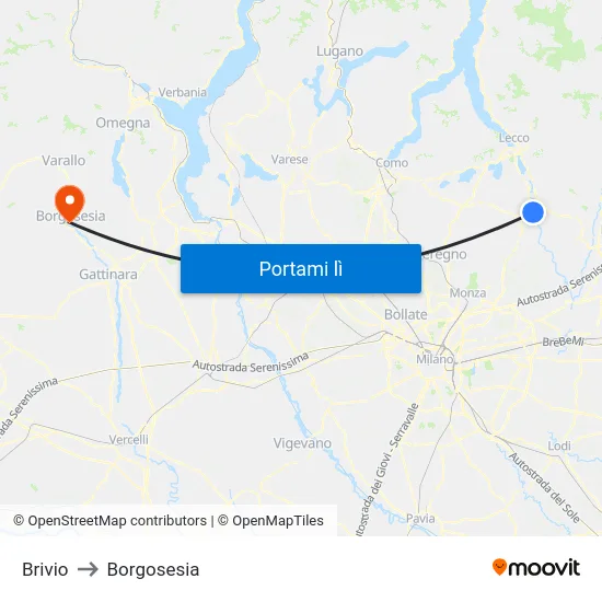 Brivio to Borgosesia map