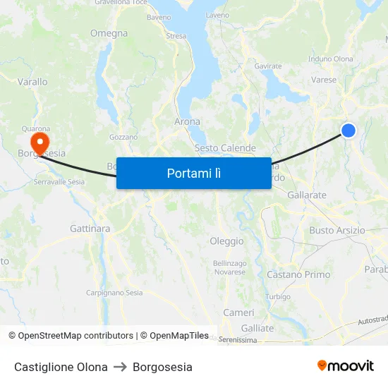 Castiglione Olona to Borgosesia map