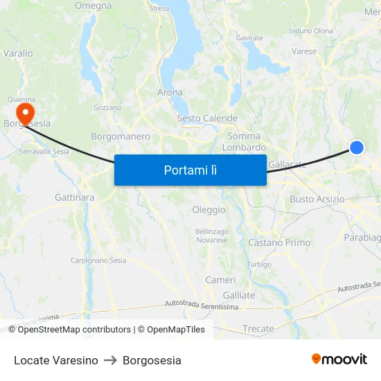 Locate Varesino to Borgosesia map