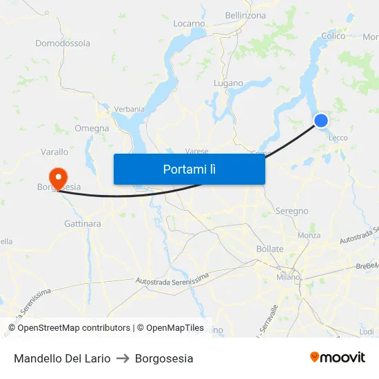 Mandello Del Lario to Borgosesia map