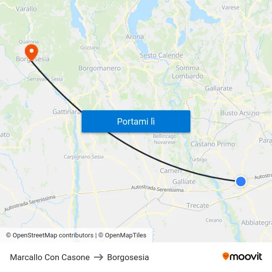 Marcallo Con Casone to Borgosesia map