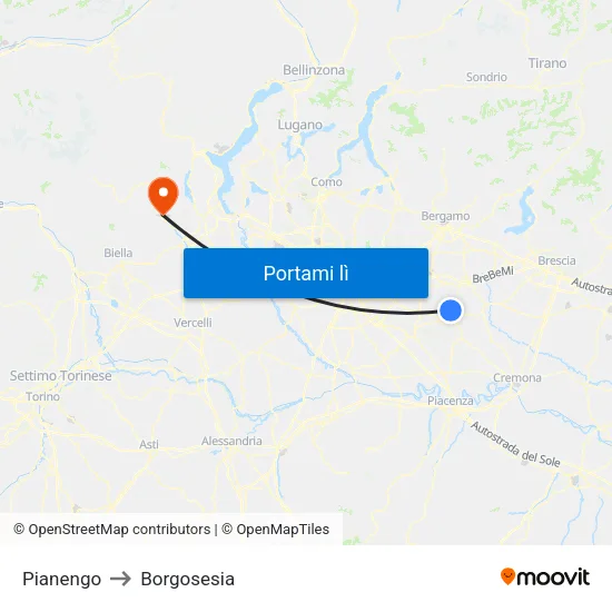 Pianengo to Borgosesia map
