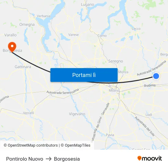 Pontirolo Nuovo to Borgosesia map