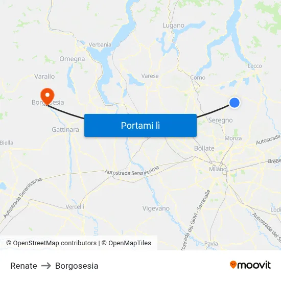 Renate to Borgosesia map