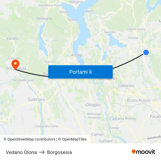 Vedano Olona to Borgosesia map