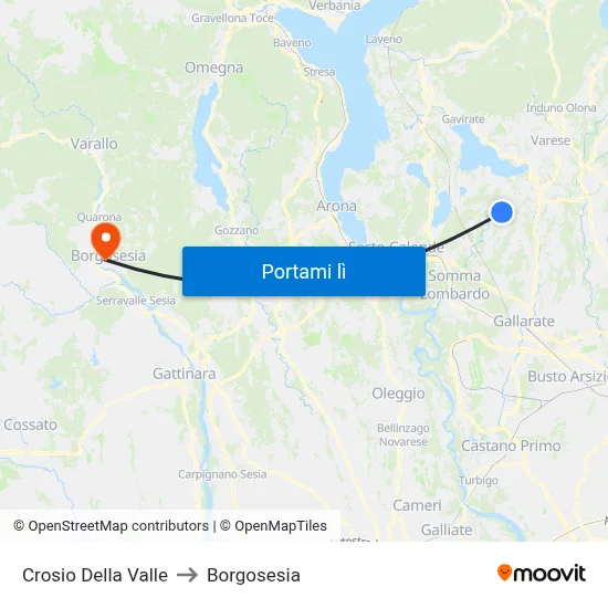 Crosio Della Valle to Borgosesia map