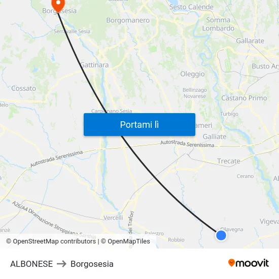 ALBONESE to Borgosesia map