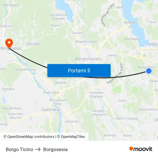 Borgo Ticino to Borgosesia map
