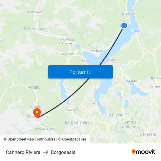 Cannero Riviera to Borgosesia map