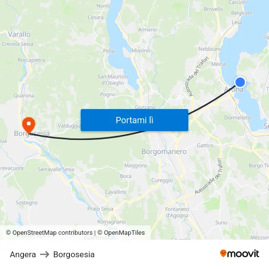 Angera to Borgosesia map