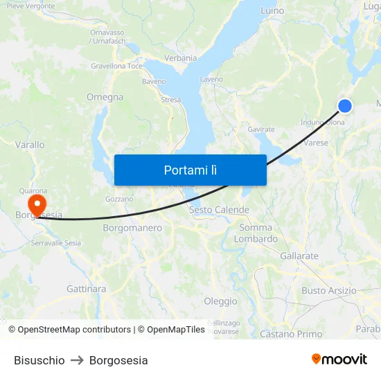Bisuschio to Borgosesia map