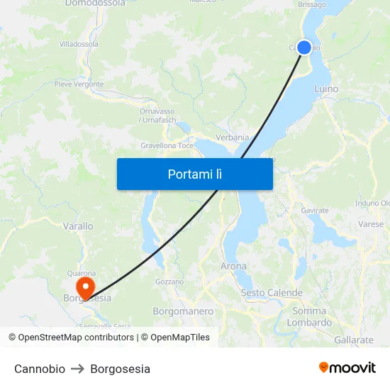 Cannobio to Borgosesia map