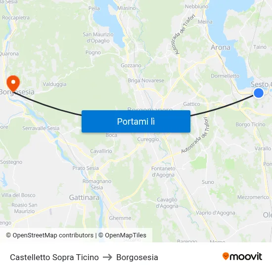 Castelletto Sopra Ticino to Borgosesia map