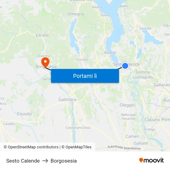 Sesto Calende to Borgosesia map