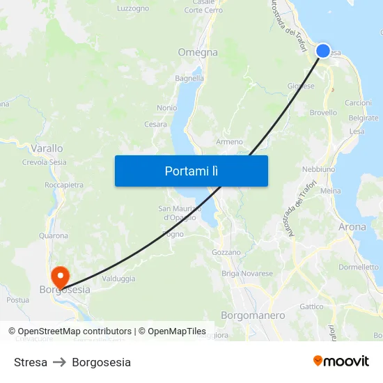 Stresa to Borgosesia map
