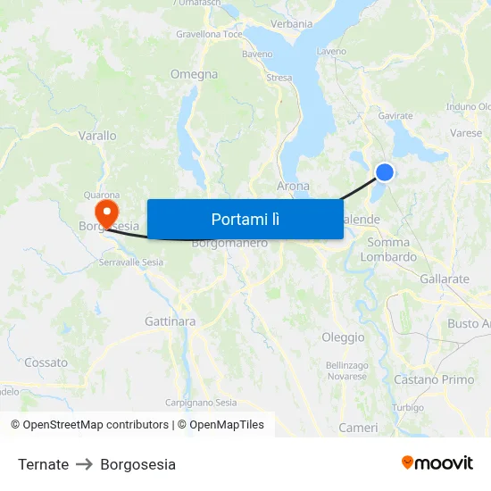 Ternate to Borgosesia map
