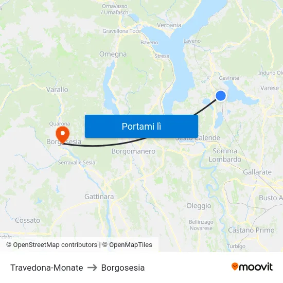 Travedona-Monate to Borgosesia map