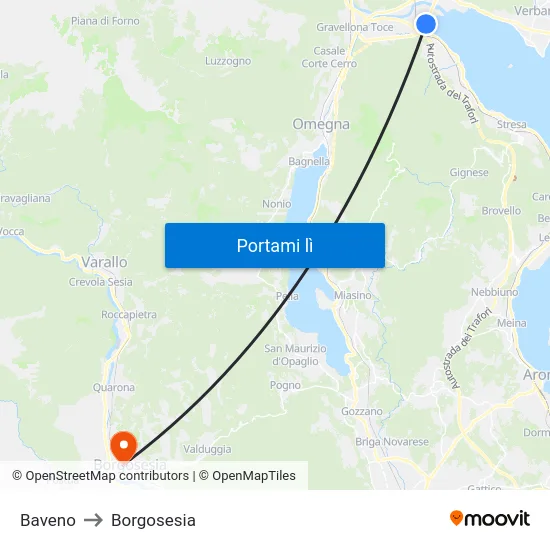 Baveno to Borgosesia map