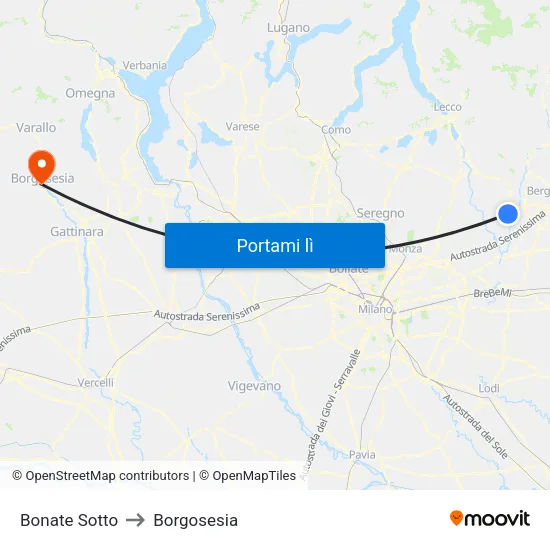 Bonate Sotto to Borgosesia map