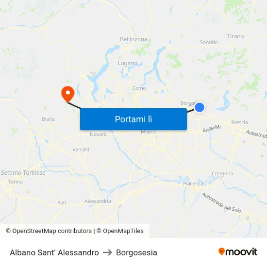 Albano Sant' Alessandro to Borgosesia map