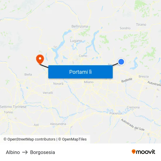 Albino to Borgosesia map