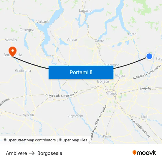 Ambivere to Borgosesia map